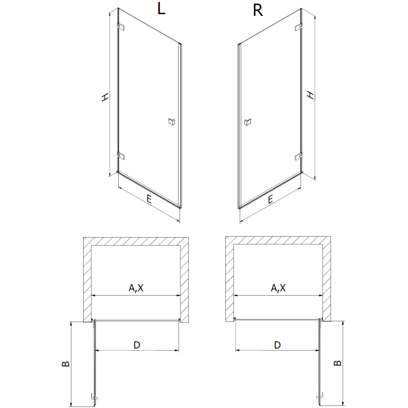 Mexen Lunar-B porta doccia a battente destra 90 cm, trasparente, oro - 832-090-000-50-00-P