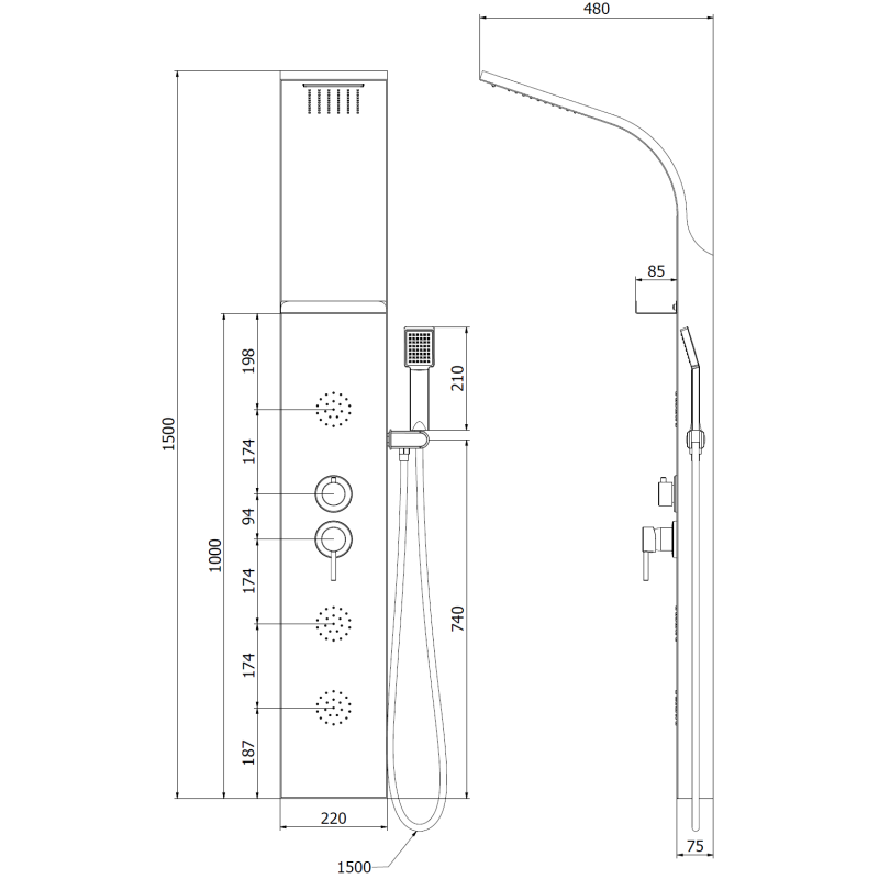 Mexen Borg πίνακας ντους, χρώμιο - 7615-03-00