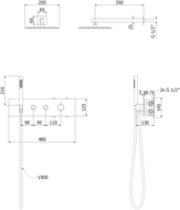 Mexen Azul ensemble de douche encastré, noir - 7629-03-70