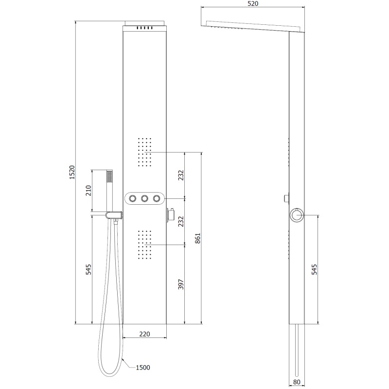 Mexen Omar duschpanel, krom - 7610-03-00