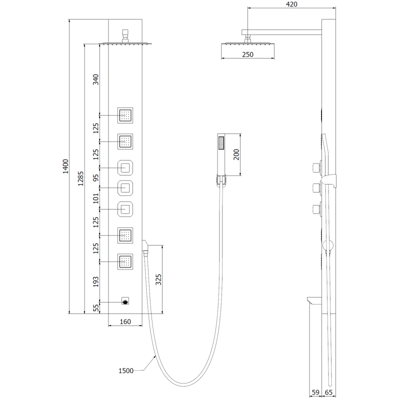 Mexen Orco painel de duche, cromado - 7607-03-00