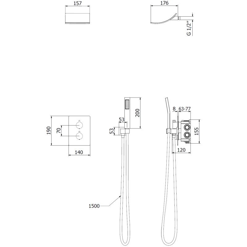 Mexen Salto set doccia a incasso, cromo - 7604-02-00