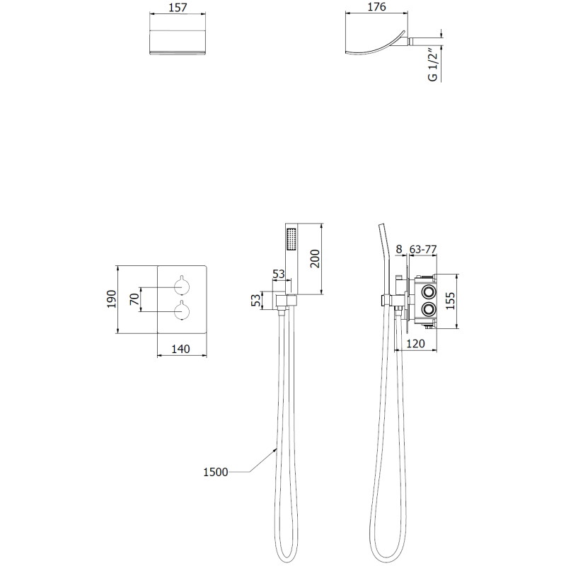 Mexen Salto zestaw prysznicowy podtynkowy, chrom - 7604-02-00
