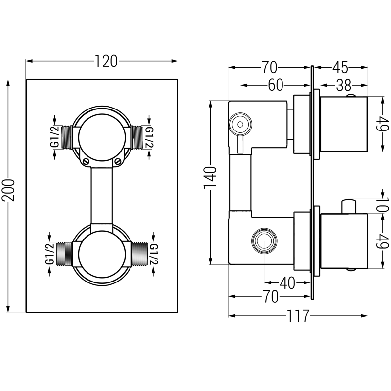 Mexen Cube DR02 inbouwdoucheset met douchekop 30 cm, zwart - 77502DR0230-70