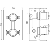 Mexen Cube misturadora termostática de banheira-duche com 2 saídas, cinza escovado a pistola - 77502-66