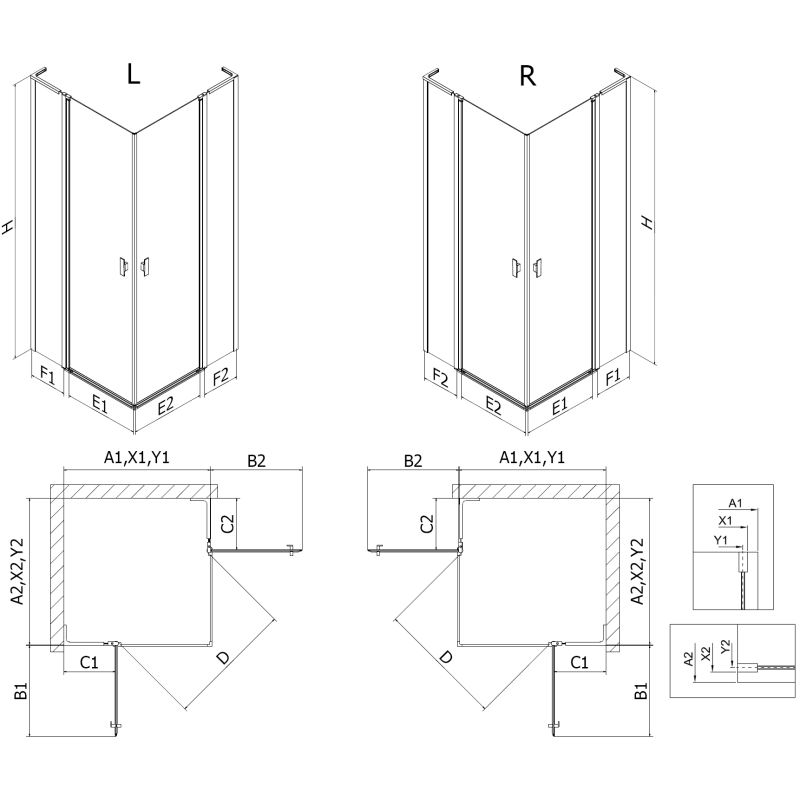 Mexen Mist L Duo kabina za prhanje 110 x 95 cm, prozorna, krom - 8A4L-110-095-01-00