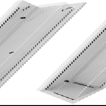 Mexen Roma cabine de douche battante 80 x 100 cm, transparente, noire - 854-080-100-70-00