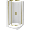 Mexen Rio halbrunde Duschkabine 80 x 80 cm, transparent, gold + Duschwanne Rio, weiß - 863-080-080-50-00-4710