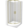 Mexen Rio halfronde douchecabine 80 x 80 cm, transparant, goud + Rio douchebak, wit - 863-080-080-50-00-4710