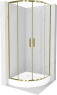 Mexen Rio cabine de douche semi-circulaire 80 x 80 cm, transparent, doré + receveur Rio, blanc - 863-080-080-50-00-4710