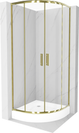 Mexen Rio semi-circular shower cabin 80 x 80 cm, transparent, gold + Rio shower tray, white - 863-080-080-50-00-4710