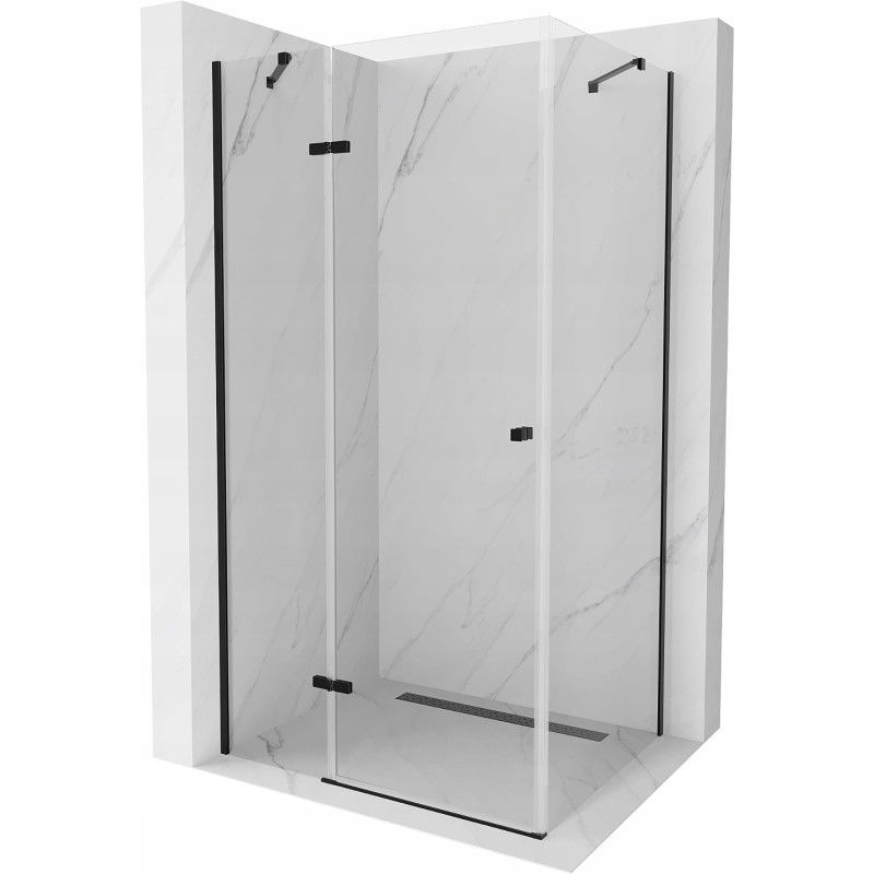 Mexen Roma cabina doccia angolare 90 x 80 cm, trasparente, nera - 854-090-080-70-00