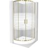 Mexen Rio semi-circular shower cabin 70 x 70 cm, white stripes, gold + shower tray, white - 863-070-070-50-20-4710