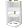 Mexen Rio semi-circular shower cabin 80 x 80 cm, white stripes, gold + shower tray, white - 863-080-080-50-20-4710