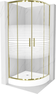 Mexen Rio cabine de douche semi-circulaire 80 x 80 cm, bandes blanches, or + receveur, blanc - 863-080-080-50-20-4710
