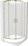 Mexen Rio Duschkabine halbrund 70 x 70 cm, matt, gold + Duschwanne Rio, weiß - 863-070-070-50-30-4710