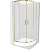 Mexen Rio kabina prysznicowa półokrągła 80 x 80 cm, szron, złota + brodzik Rio, biały - 863-080-080-50-30-4710