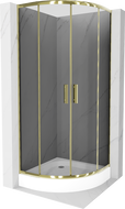 Mexen Rio douchecabine halfrond 70 x 70 cm, grafiet, goud + Rio douchebak, wit - 863-070-070-50-0-4710