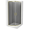 Mexen Rio Halbrunde Duschkabine 80 x 80 cm, Grafit, Gold + Flat-Duschwanne, Weiß - 863-080-080-50-40-4110G