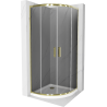 Mexen Rio douchecabine halfrond 90 x 90 cm, grafiet, goud + Flat douchebak, wit - 863-090-090-50-40-4110G