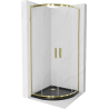 Mexen Rio Duschkabine halbrund 80 x 80 cm, transparent, gold + Duschwanne Flat, schwarz - 863-080-080-50-00-4170G