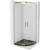 Mexen Rio cabine de douche semi-circulaire 90 x 90 cm, transparent, or + bac à douche Flat, noir - 863-090-090-50-00-4170G