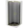 Mexen Rio semi-circular shower cabin 90 x 90 cm, graphite, gold + Flat tray, black - 863-090-090-50-40-4170G