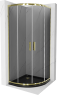 Mexen Rio semi-circular shower cabin 90 x 90 cm, graphite, gold + Flat tray, black - 863-090-090-50-40-4170G