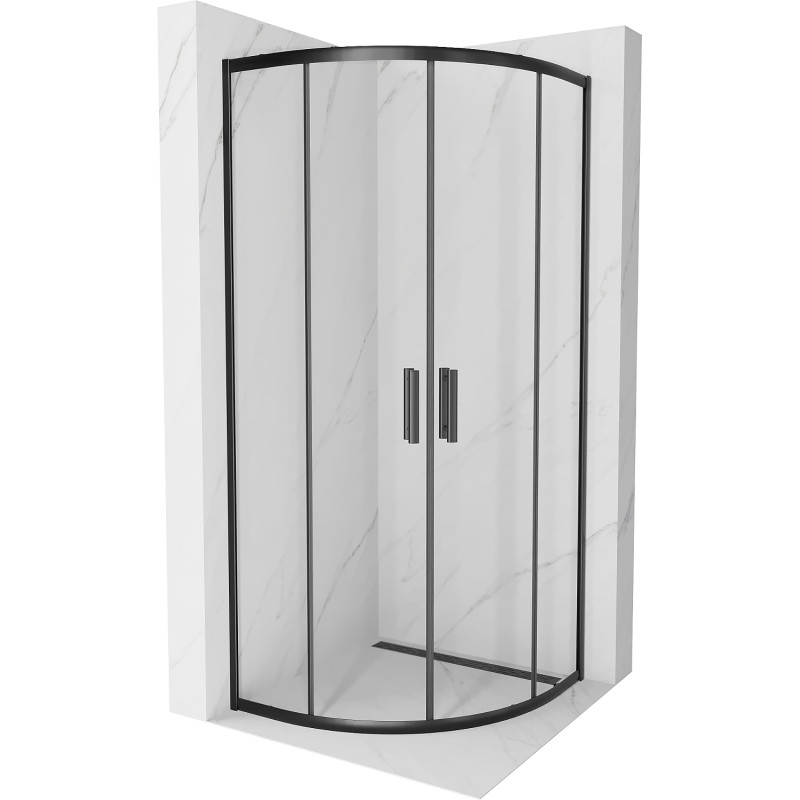 Mexen Rio halvcirkelformad duschkabin 70 x 70 cm, transparent, svart - 863-070-070-70-00