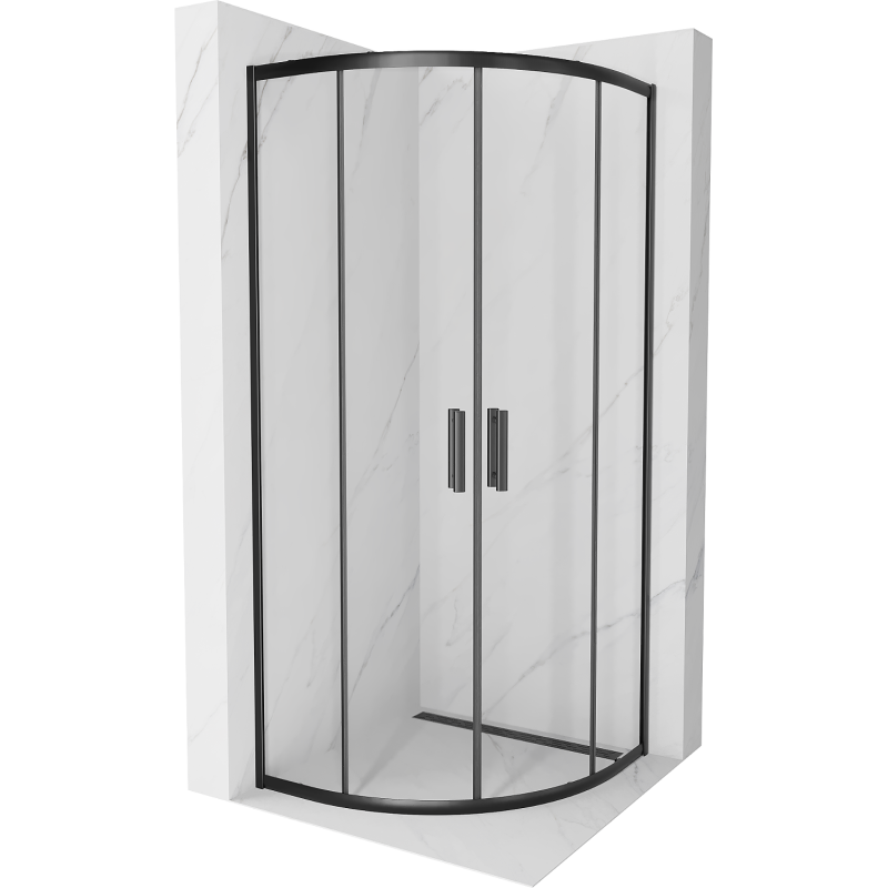 Mexen Rio cabine de douche semi-circulaire 90 x 90 cm, transparent, noir - 863-090-090-70-00