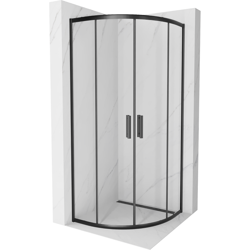 Mexen Rio douchecabine halfrond 90 x 90 cm, transparant, zwart - 863-090-090-70-00