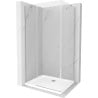 Mexen Roma Duschkabine schwenkbar 80 x 100 cm, transparent, Chrom + Duschwanne Flat - 854-080-100-01-00-4010
