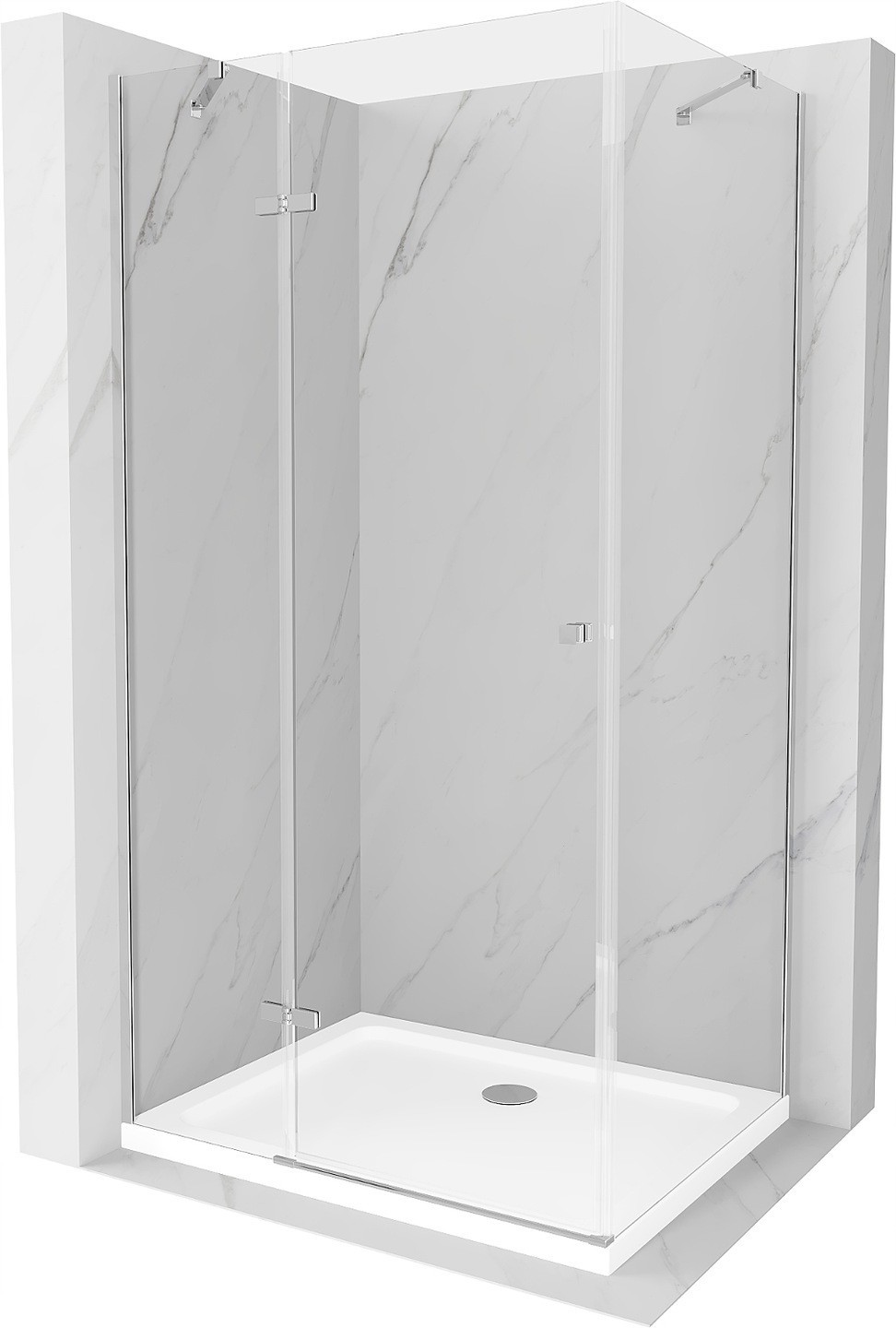 Mexen Roma kabina prysznicowa uchylna 80 x 100 cm, transparent, chrom + brodzik Flat - 854-080-100-01-00-4010