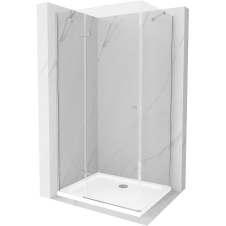 Mexen Roma zakretna tuš kabina 100 x 80 cm, prozirna, krom + tuš kada Flat - 854-100-080-01-00-4010