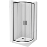 Mexen Rio halvrund duschkabin 90 x 90 cm, transparent, svart + Flat bricka, vit - 863-090-090-70-00-4110B