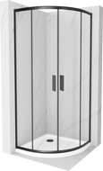 Mexen Rio douchecabine halfrond 90 x 90 cm, transparant, zwart + Flat douchebak, wit - 863-090-090-70-00-4110B