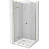 Mexen Roma Duschecke schwingtür 70 x 70 cm, transparent, gold + Duschwanne Flat - 854-070-070-50-00-4010