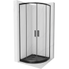 Mexen Rio cabina doccia semicircolare 80 x 80 cm, trasparente, nera + piatto doccia Flat, nero - 863-080-080-70-00-4170B