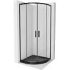 Mexen Rio Duschkabinn Halleckreg 80 x 80 cm, transparent, schwaarz + Flat Duschtraff, schwaarz - 863-080-080-70-00-4170B