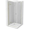Mexen Roma Hinged Shower Enclosure 80 x 80 cm, Transparent, Gold + Flat Tray - 854-080-080-50-00-4010