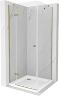 Mexen Roma Hinged Shower Enclosure 80 x 80 cm, Transparent, Gold + Flat Tray - 854-080-080-50-00-4010