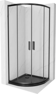 Mexen Rio cabine de douche demi-circulaire 90 x 90 cm, transparent, noir + receveur Flat, noir - 863-090-090-70-00-4170B