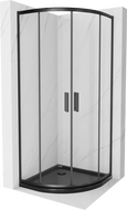 Mexen Rio cabine de duche semicircular 90 x 90 cm, transparente, preta + base Flat, preta - 863-090-090-70-00-4170B