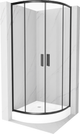 Mexen Rio cabine de douche semi-circulaire 80 x 80 cm, transparent, noir + bac Rio, blanc - 863-080-080-70-00-4710