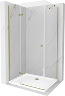 Mexen Roma cabine de douche avec porte pivotante 80 x 90 cm, transparent, or + receveur de douche plat - 854-080-090-50-00-4010
