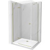 Mexen Roma avatav dušinurk 90 x 70 cm, läbipaistev, kuldne + Flat dušialus - 854-090-070-50-00-4010
