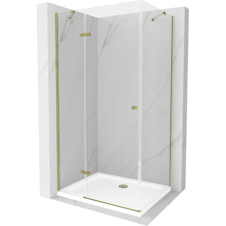 Mexen Roma avatav dušikabiin 100 x 90 cm, läbipaistev, kuldne + Flat dušialus - 854-100-090-50-00-4010