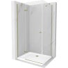 Mexen Roma Duschkabine zum Öffnen 110 x 90 cm, transparent, Gold + Duschwanne Flat - 854-110-090-50-00-4010