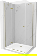 Mexen Roma cabine de douche battante 120 x 80 cm, transparente, or + receveur Flat - 854-120-080-50-00-4010