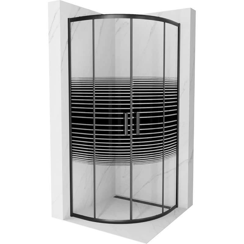 Mexen Rio cabina doccia semicircolare 70 x 70 cm, strisce nere, nero - 863-070-070-70-20